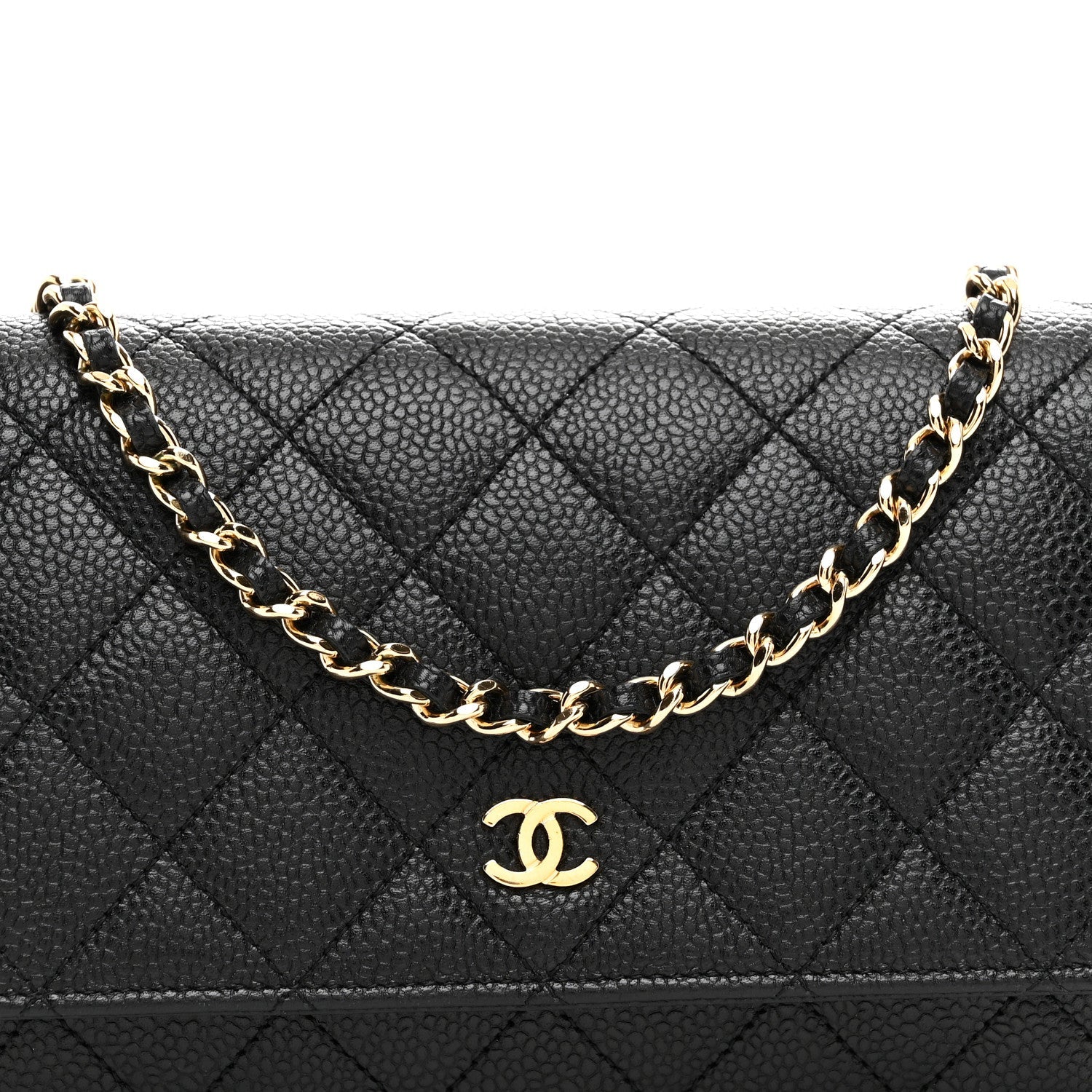 Caviar Quilted Wallet on Chain WOC Black