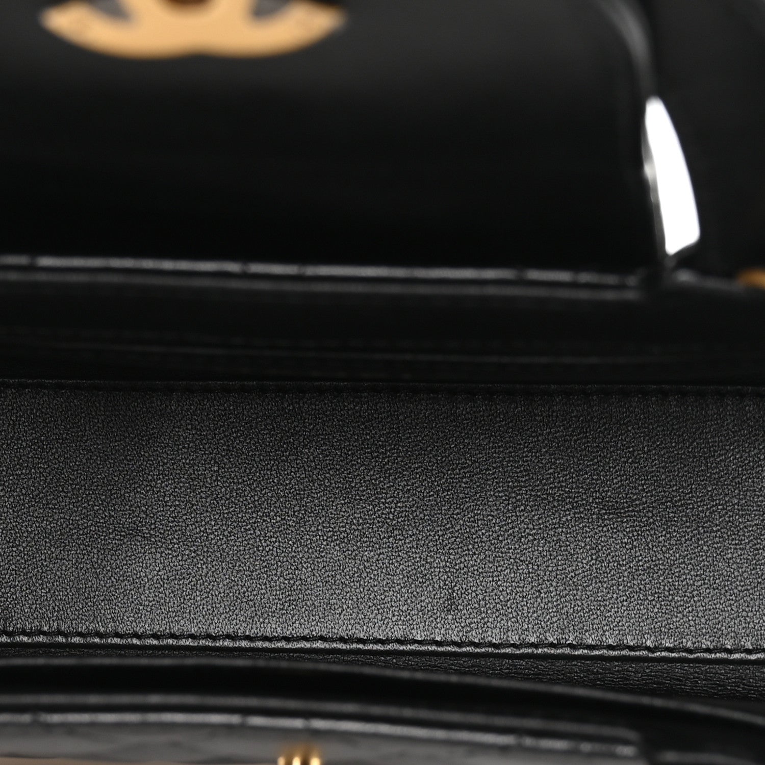 Shiny Aged Calfskin Quilted Nano Kelly Shopper Black