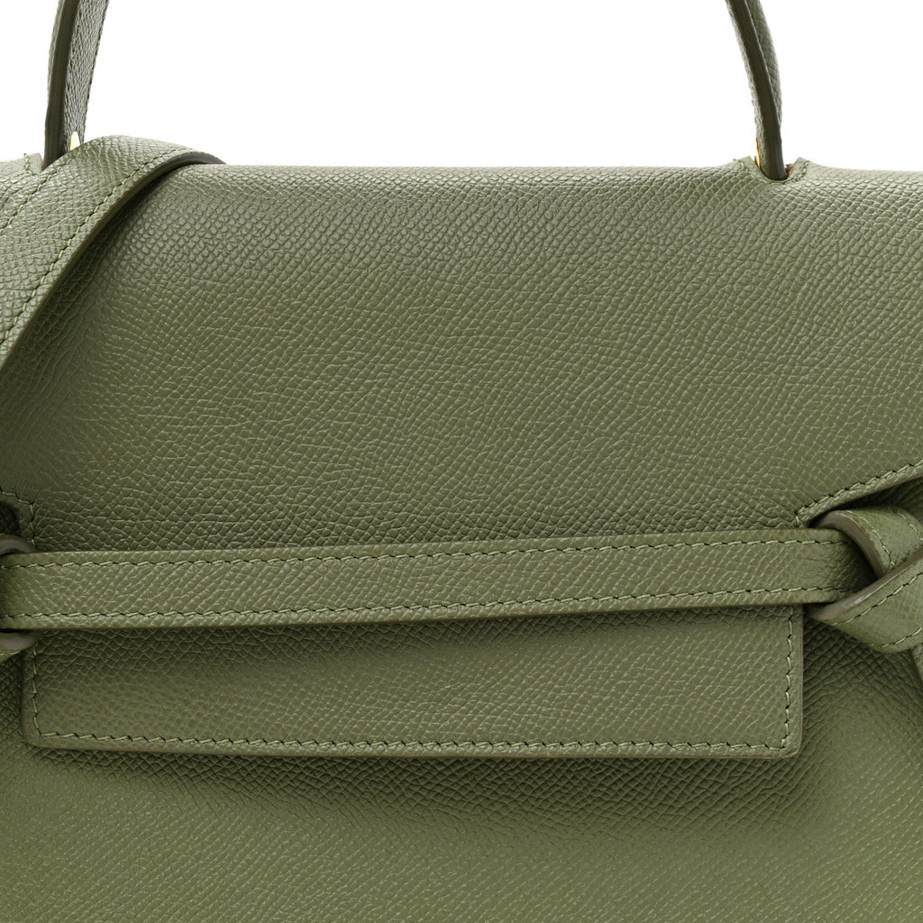 Grained Calfskin Micro Belt Bag Army Green