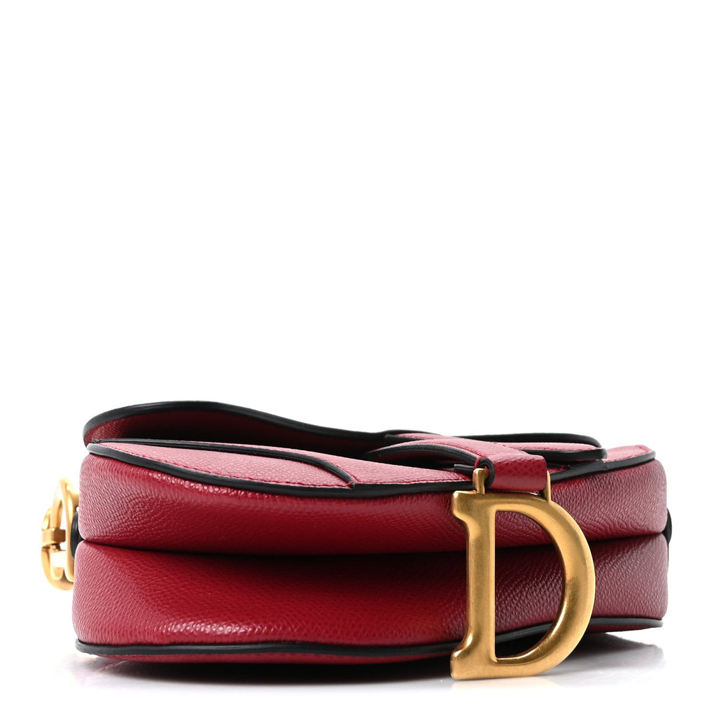 Grained Calfskin Mini Saddle Bag Red