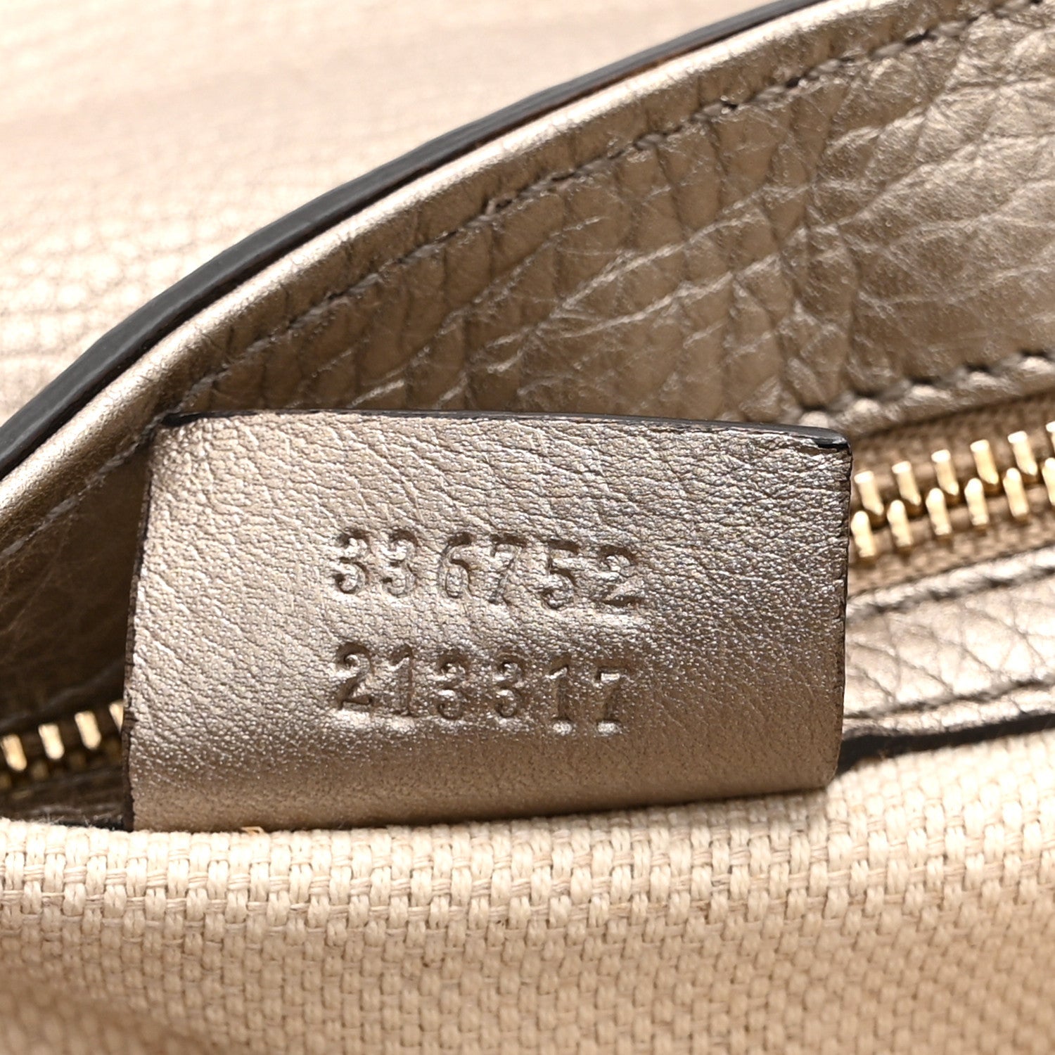 Metallic Pebbled Calfskin Medium Soho Flap Crossbody Golden Beige
