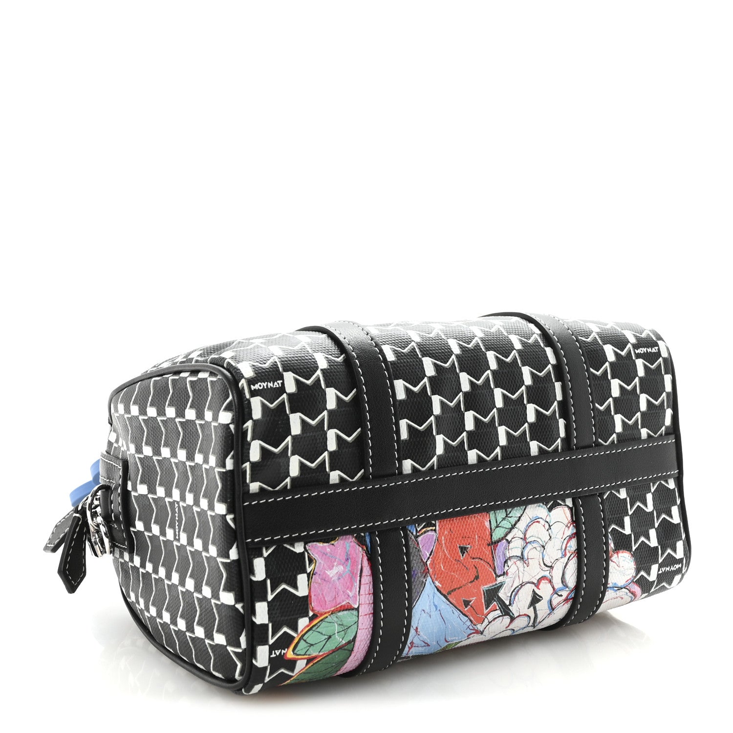 X KASING LUNG Calfskin Canvas M Labubu Boston Bag Black Multicolor