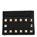 Pebbled Calfskin Rockstud  Holder Black
