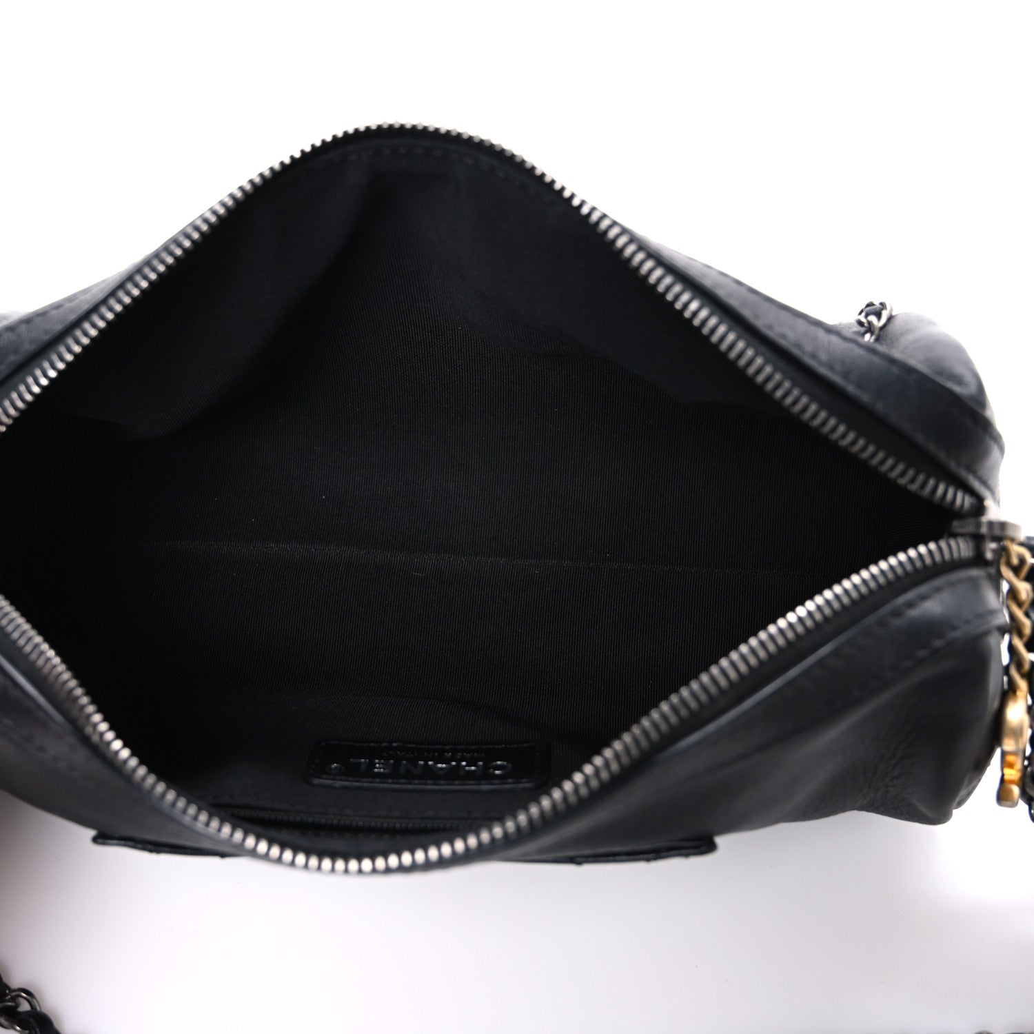 Metallic Lambskin Signe Bowling Bag Black