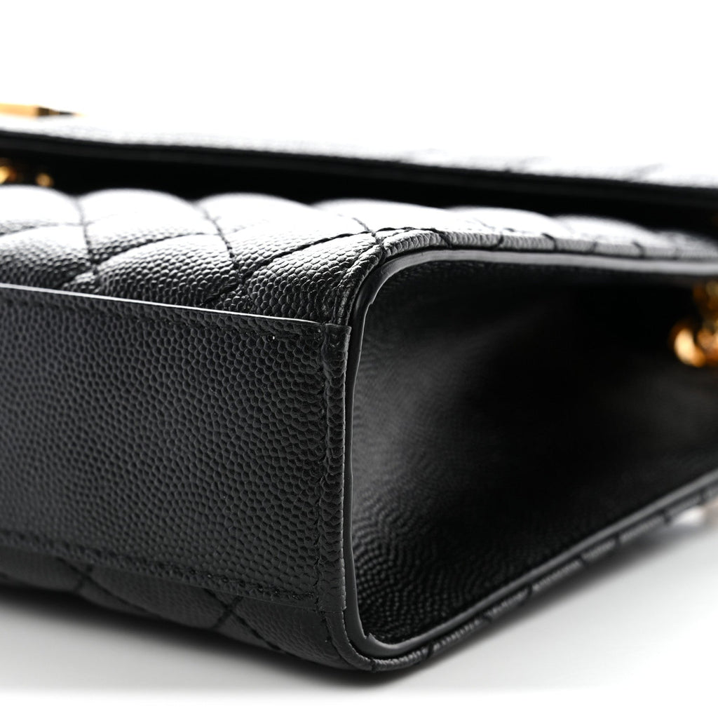 Grain De Poudre Textured Mixed Matelasse Triquilt Medium Monogram Satchel Black
