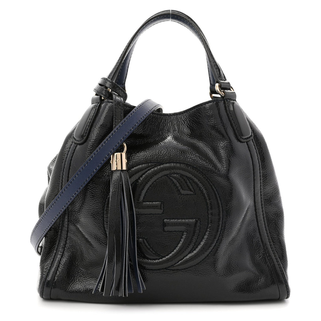 Vernice Naplack Small Soho Shoulder Bag Uniform Blue