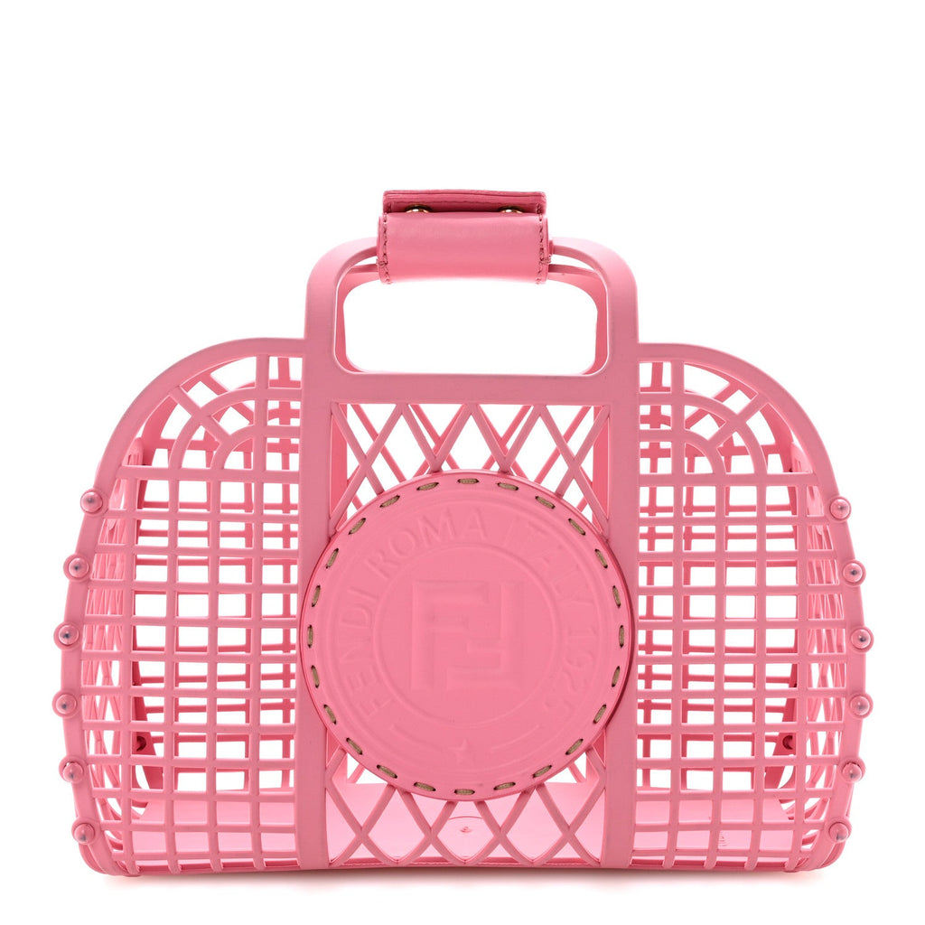 Recycled Plastic Vitello Liberty Matte Small Fendi Basket Rosa