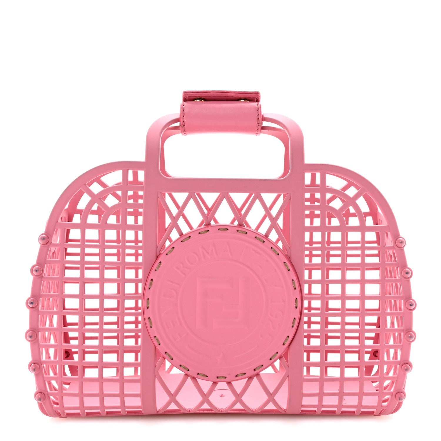 Recycled Plastic Vitello Liberty Matte Small Fendi Basket Rosa