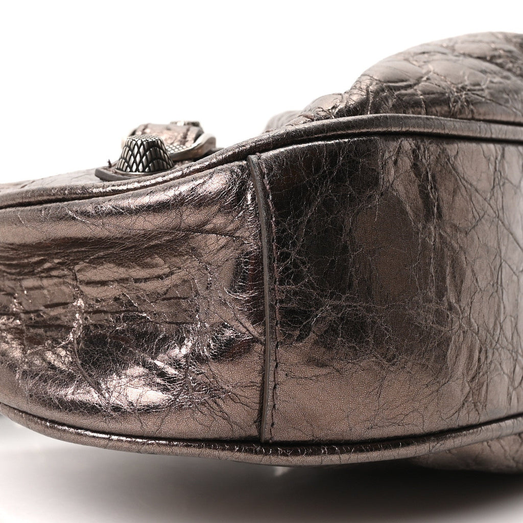 Metallic Agneau Arena Le Cagole Shoulder Bag XS Dark Bronze