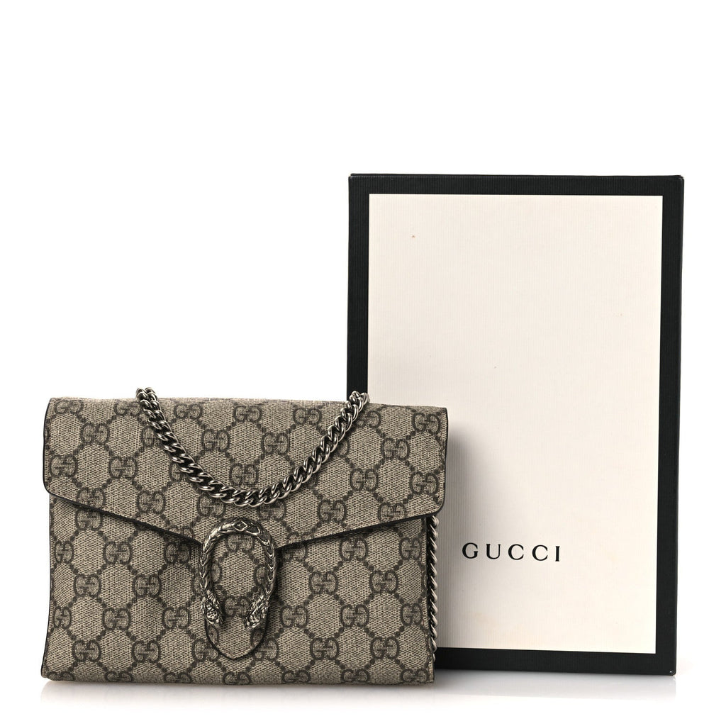 GG Supreme Monogram Mini Dionysus Chain Wallet Beige Taupe