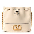 Nappa Mini VLogo Signature Chain Bucket Bag Light Ivory