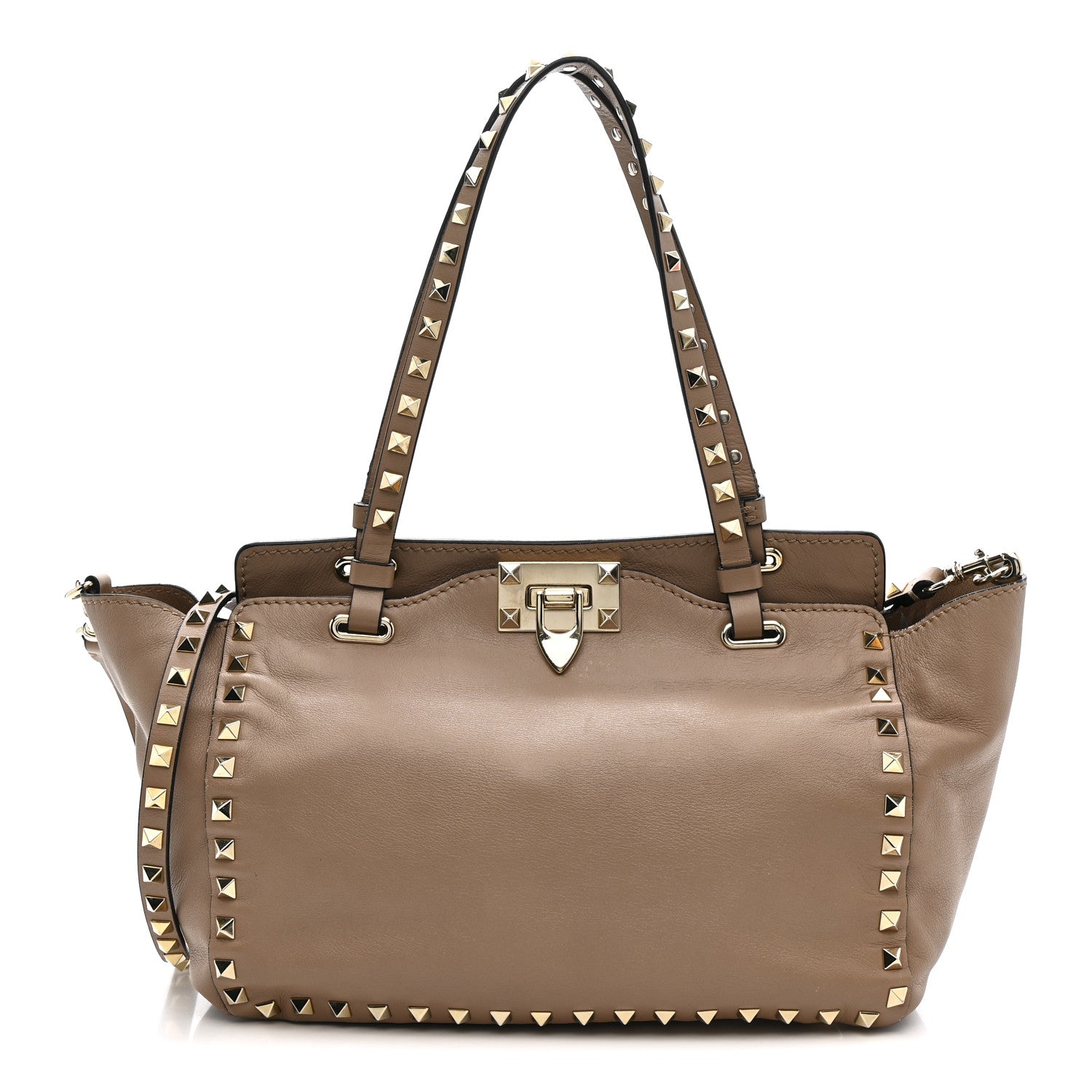 Vitello Small Rockstud Tote Beige