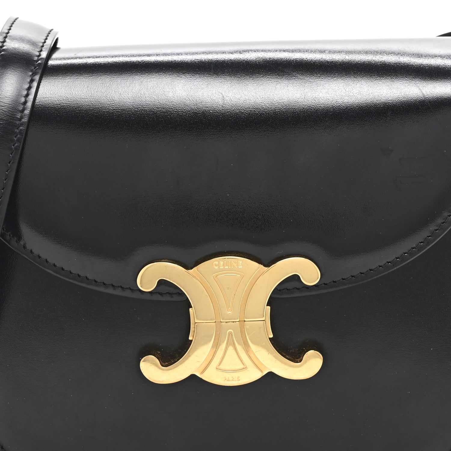 Shiny Calfskin Besace Clea Triomphe Black