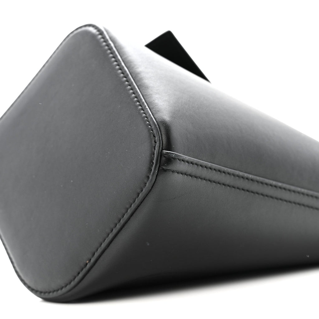 Smooth Calfskin Mini Pebble Bucket Bag Black