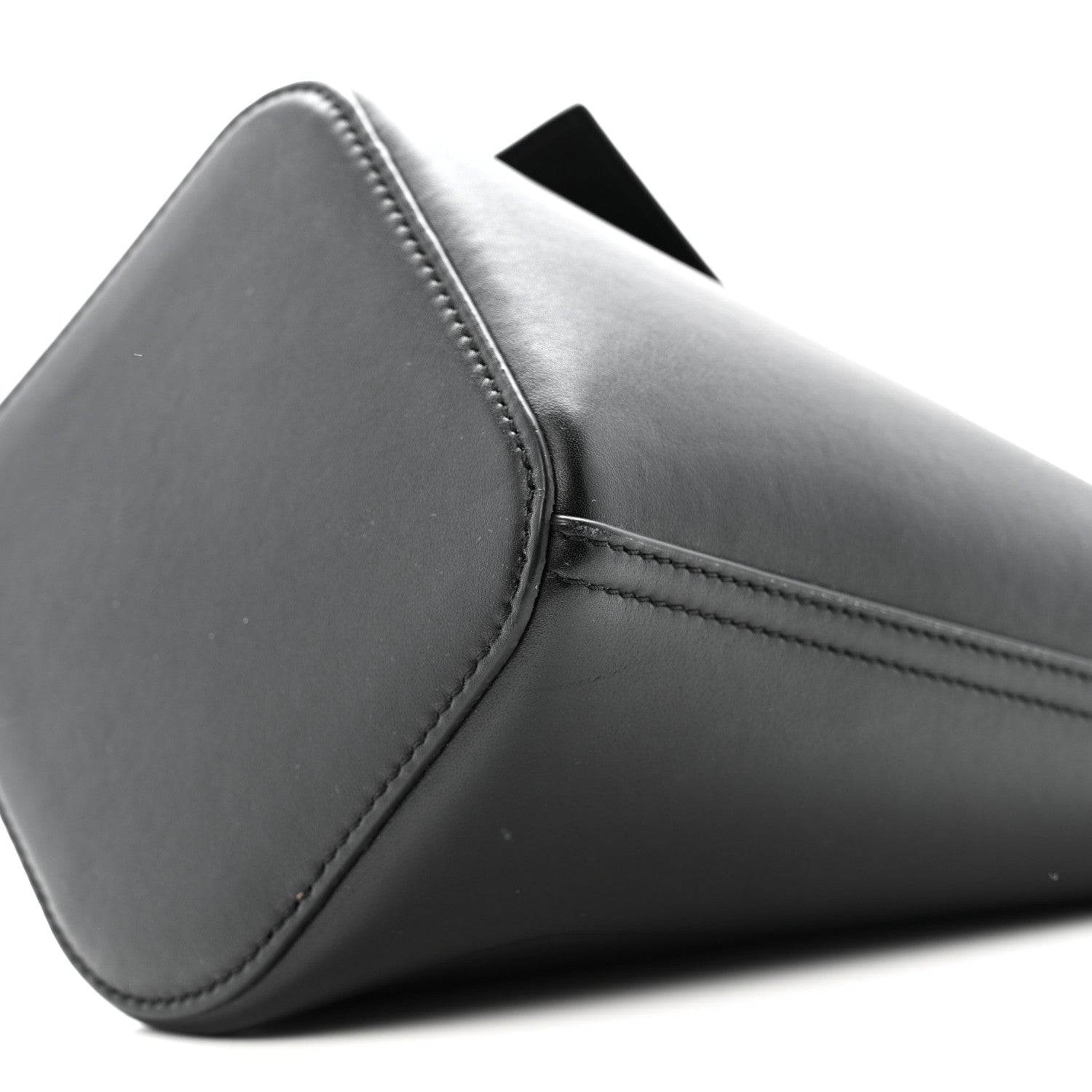 Smooth Calfskin Mini Pebble Bucket Bag Black
