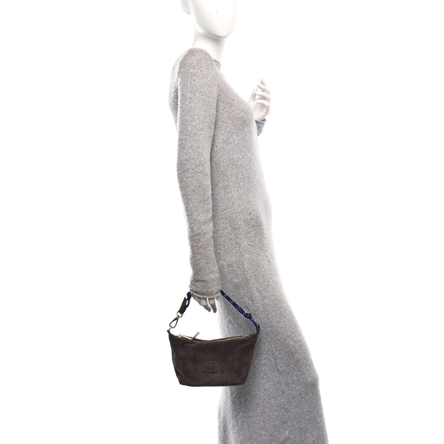 Corduroy Pouch Bag Ebony Baltic Blue