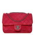 Suede Quilted Whipstitch Flap Red
