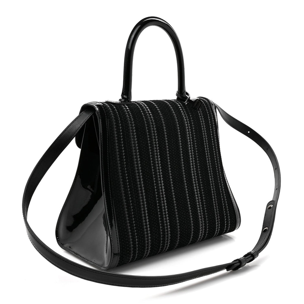 Canvas Patent Calfskin MM Brillant Satchel Black
