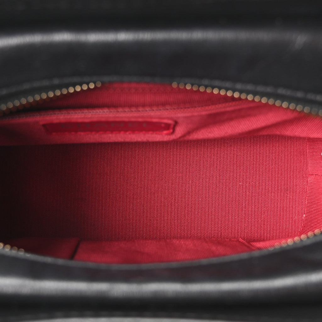 Aged Calfskin Chevron Quilted Small Gabrielle Hobo Black