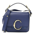 Shiny Calfskin Suede Mini C Bag Smoky Blue