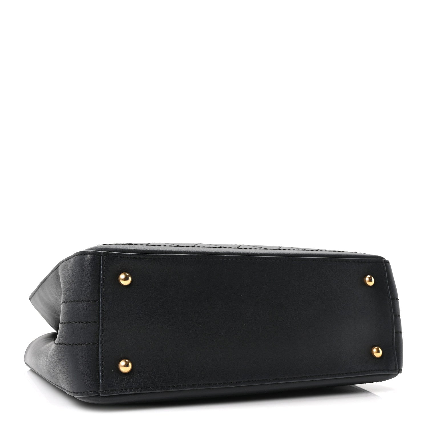 Bullskin Stitched Bi-Color Medium Shopping Tote Black