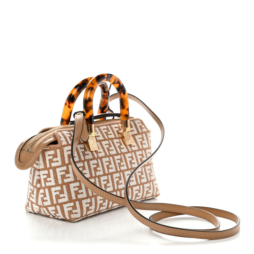 Raffia Chenille Vitello King Plexiglass Micro FF Mini By The Way Top Handle Boston Bag Naturale White