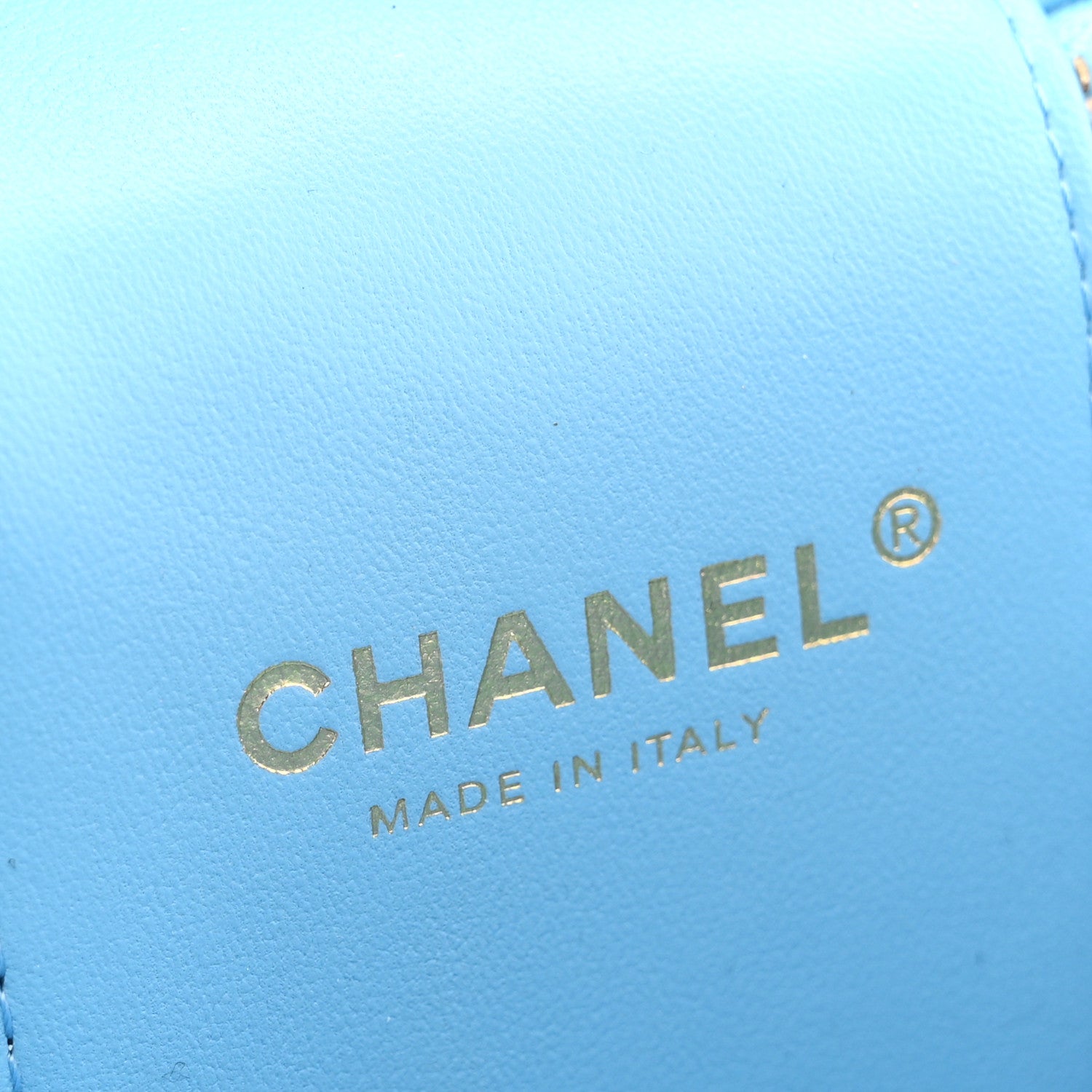 Caviar Quilted Top Handle Vanity Case With Chain Blue