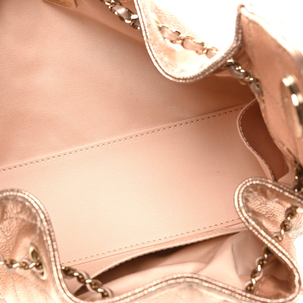Metallic Caviar Quilted Mini Chanel 25 Handbag Copper