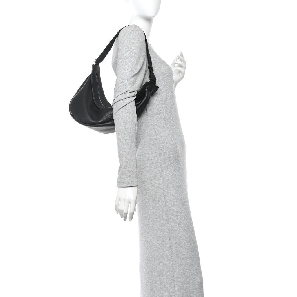 Grained Calfskin Large Slouchy Banana Bag Black