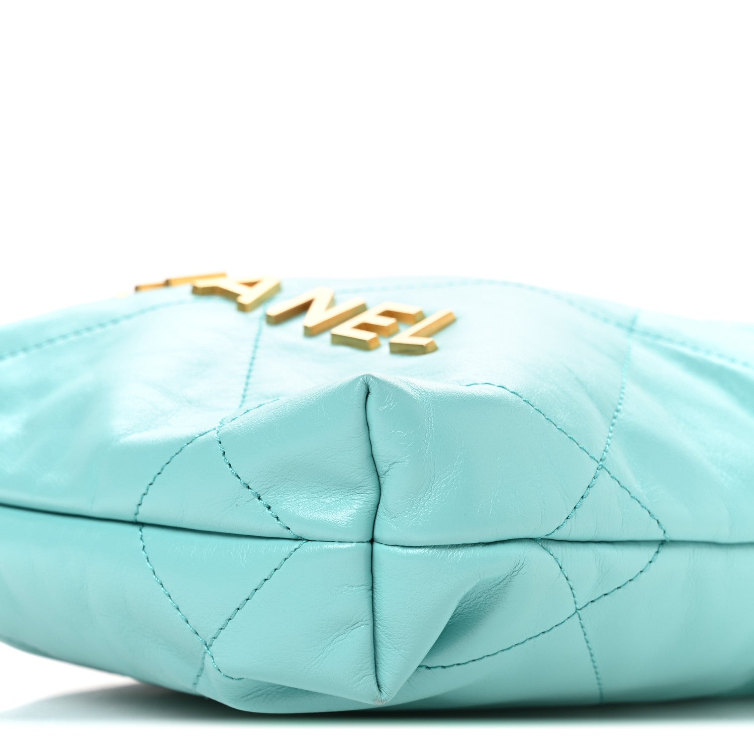 Shiny Calfskin Quilted Mini Chanel 22 Turquoise