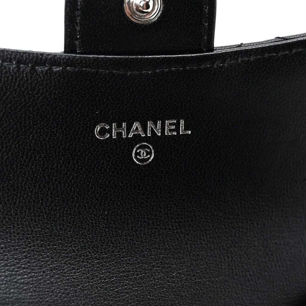 Lambskin Quilted Flap  Holder Wallet So Black