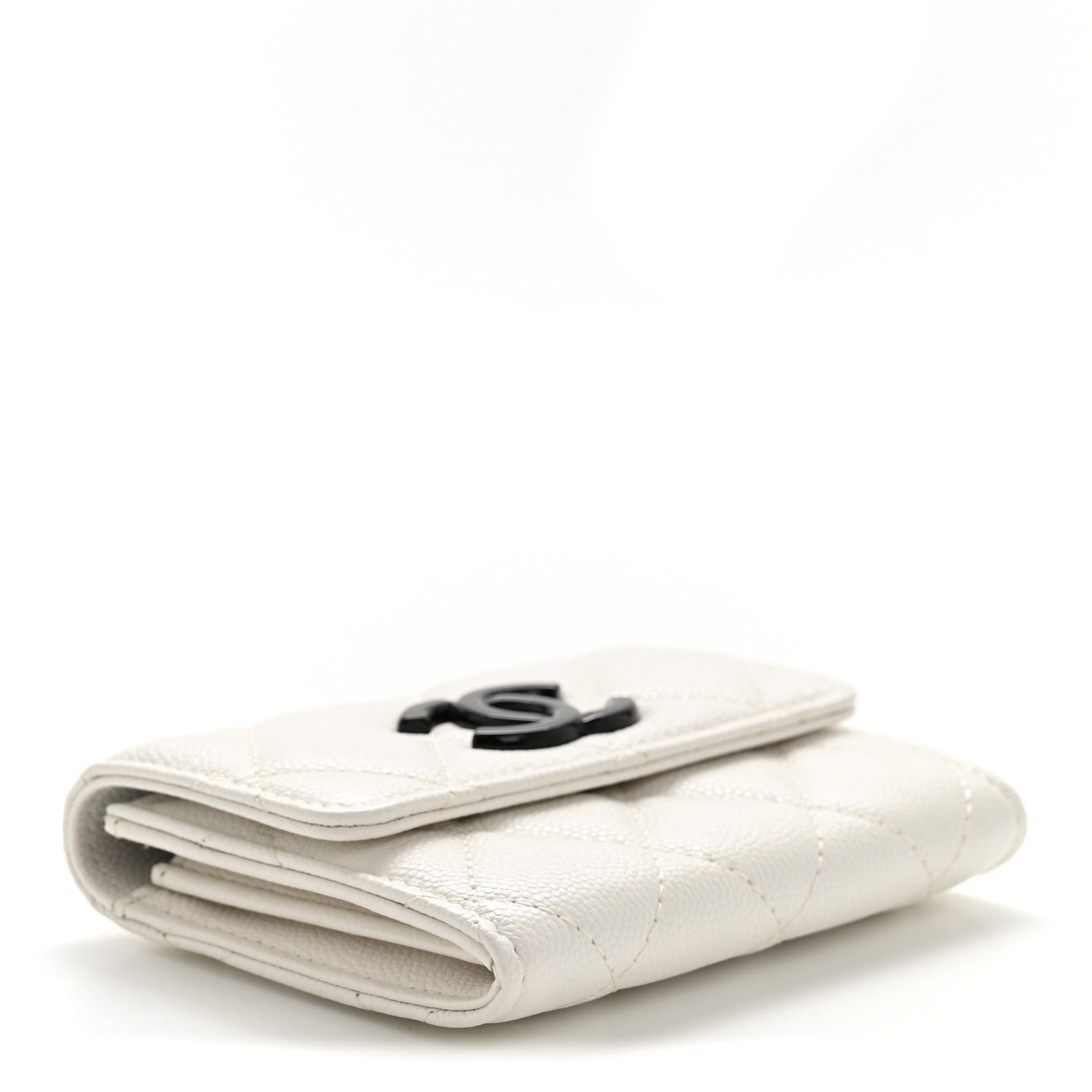 Caviar Quilted My Everything Flap  Holder Wallet White Black