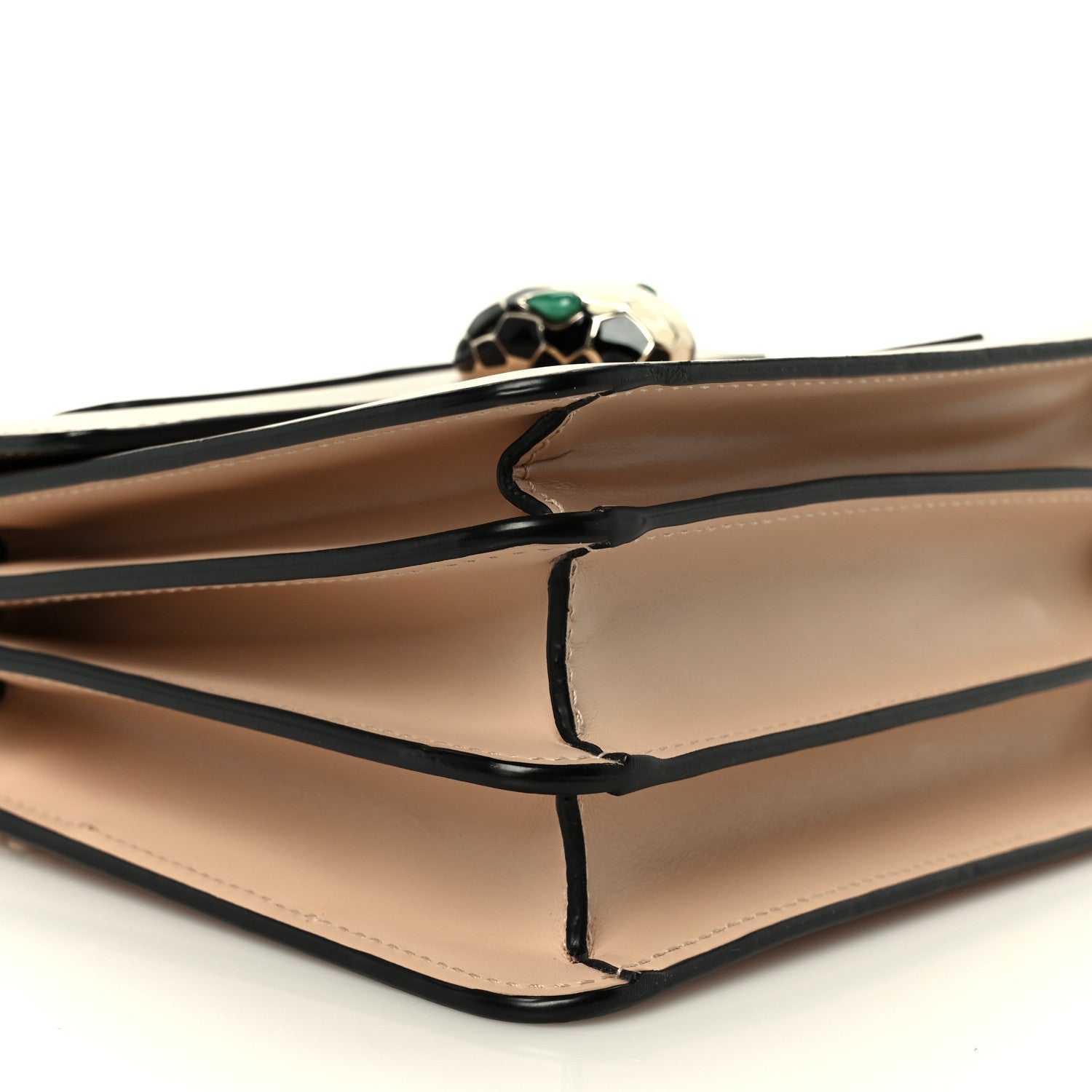 Calfskin Serpenti Forever Top Handle Beige Green
