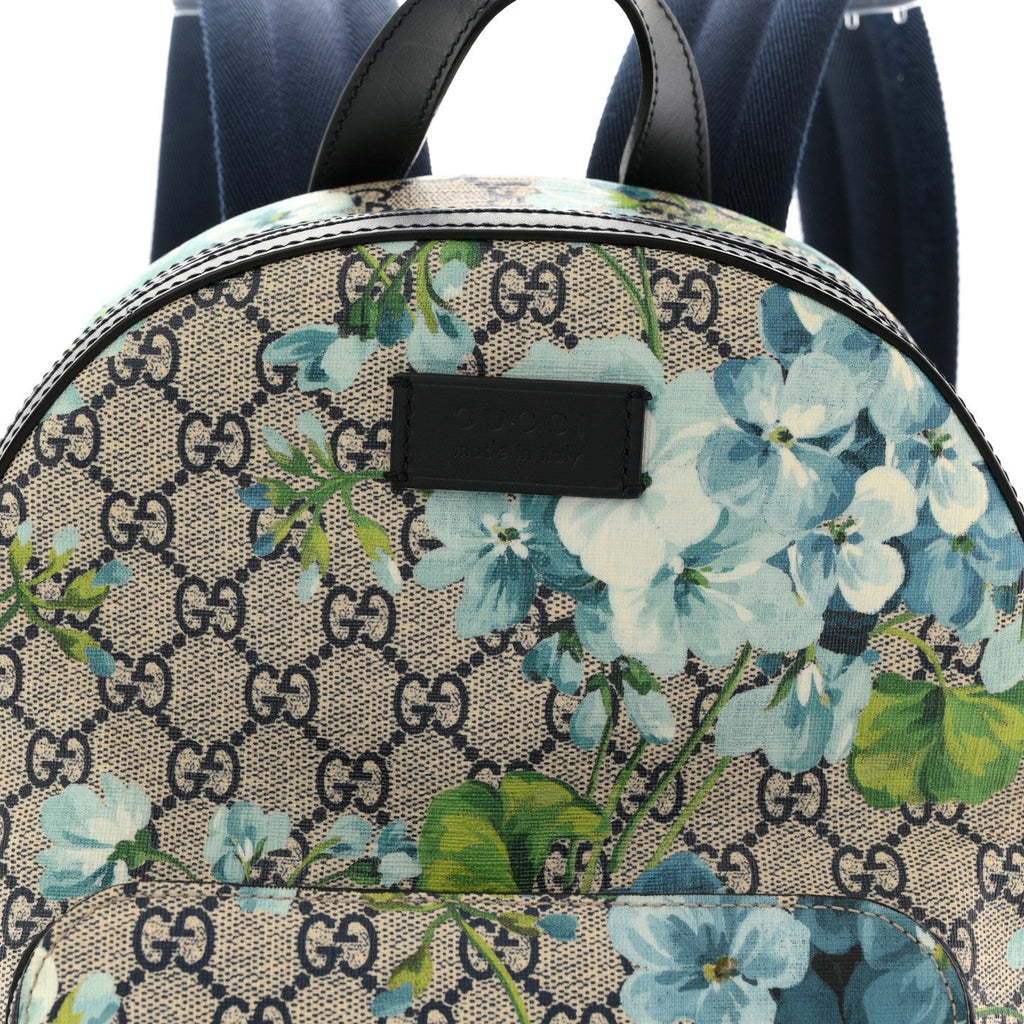 GG Supreme Monogram Blooms Small Day Backpack Blue