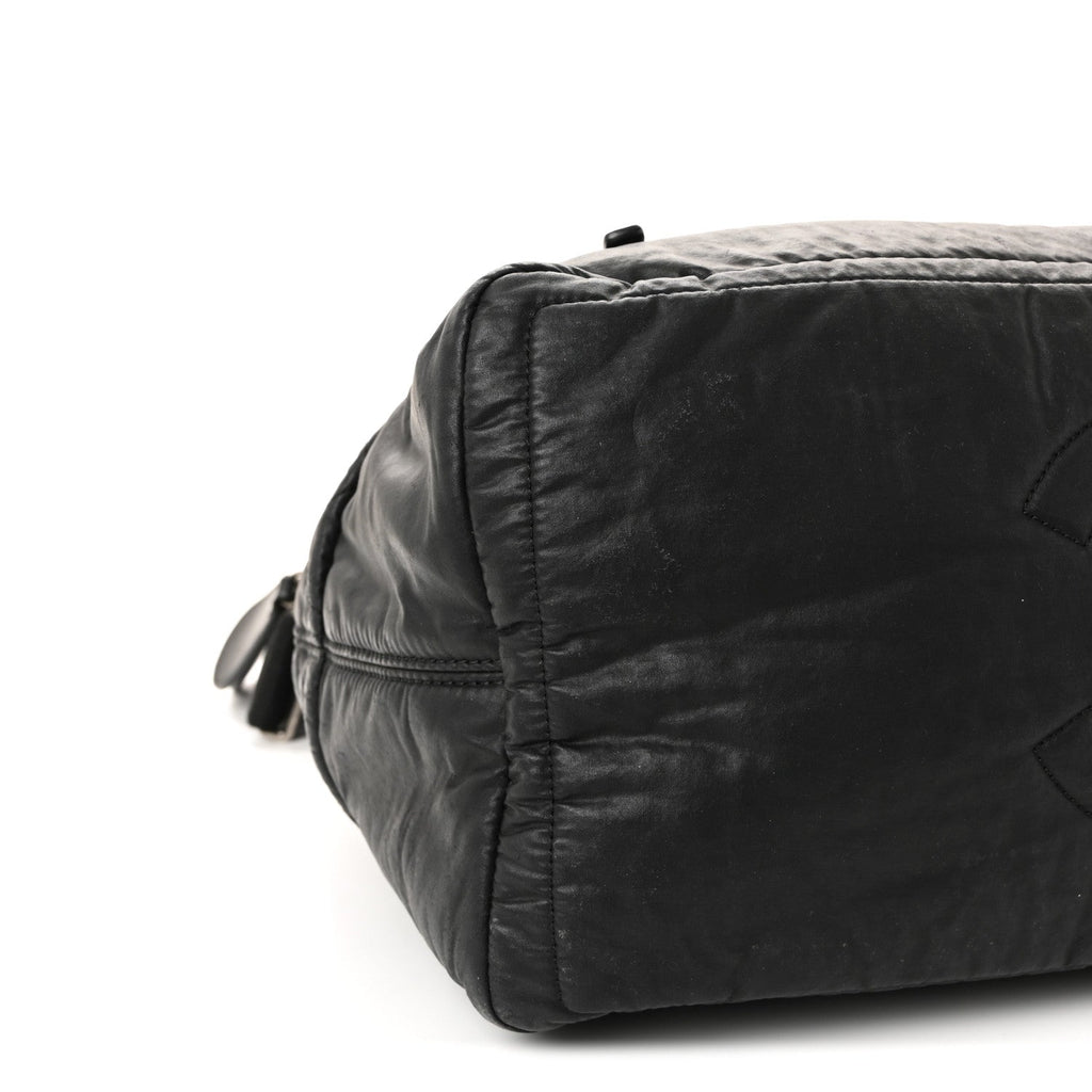 Coated Canvas Quilted Large Garment Travel Bag Black