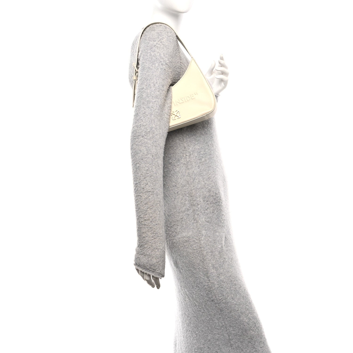 Calfskin 3D Glam Inside Jitney Shoulder Bag Beige