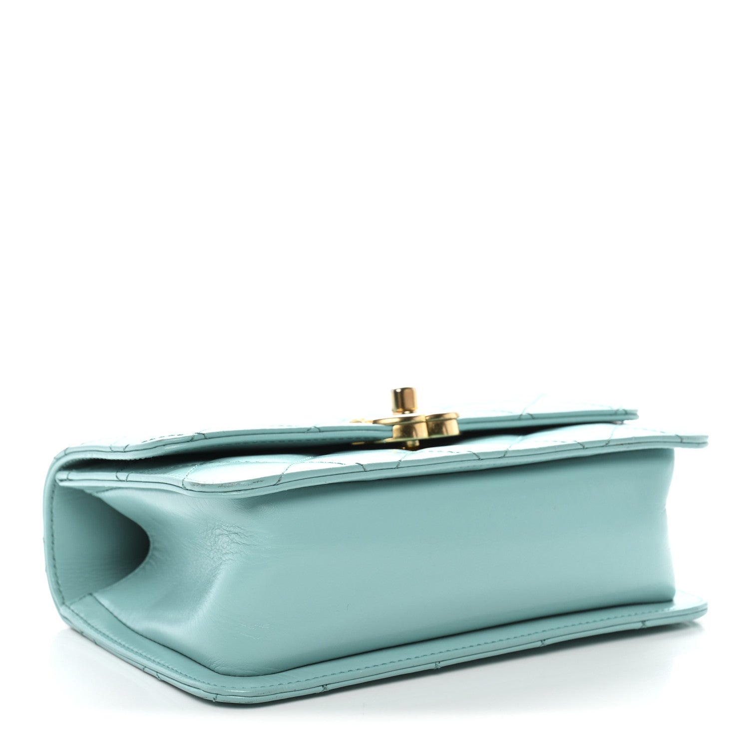 Calfskin Quilted Mini Perfect Fit Flap Turquoise