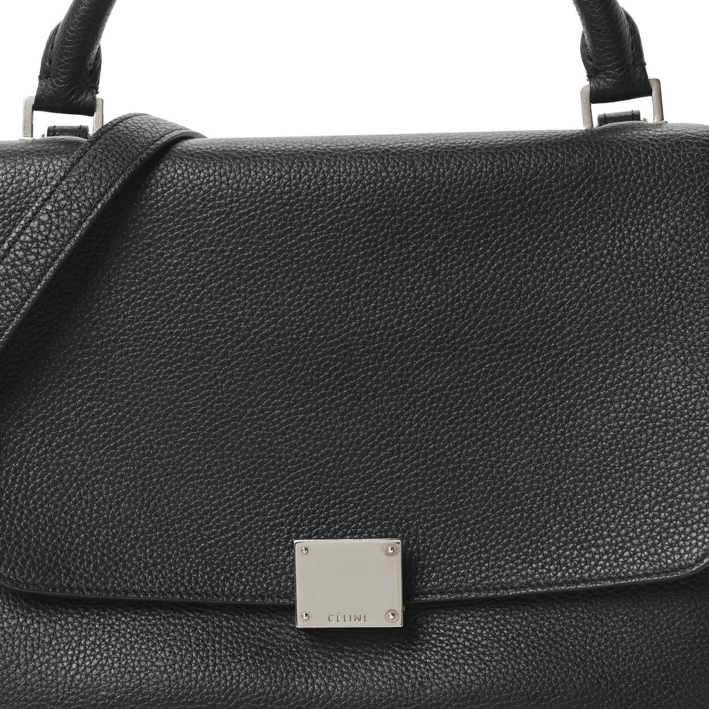 Drummed Calfskin Suede Small Trapeze Black