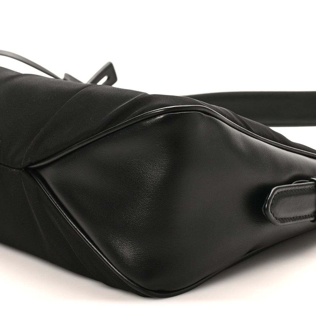 Re-Nylon Vitello Large Aimee Shoulder Bag Black