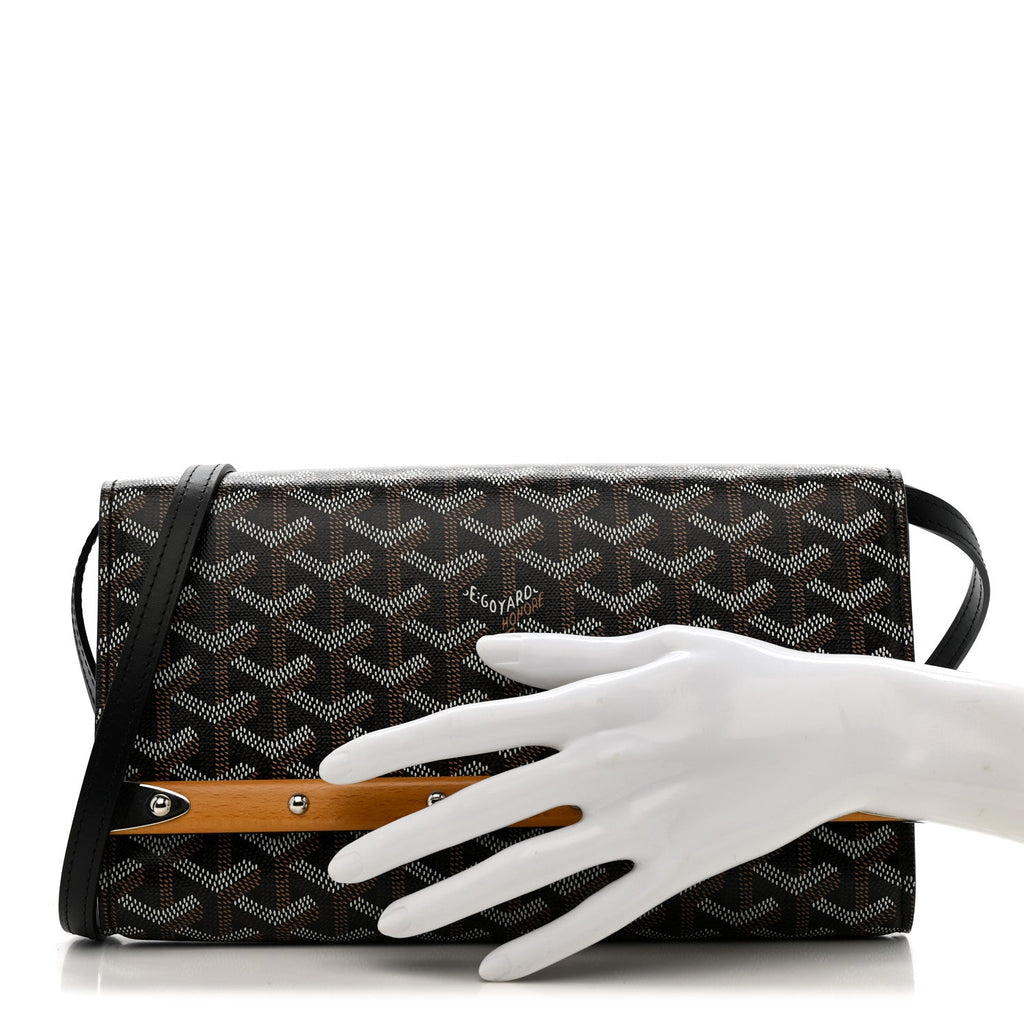 Goyardine Monte Carlo Bois Clutch With Strap Black