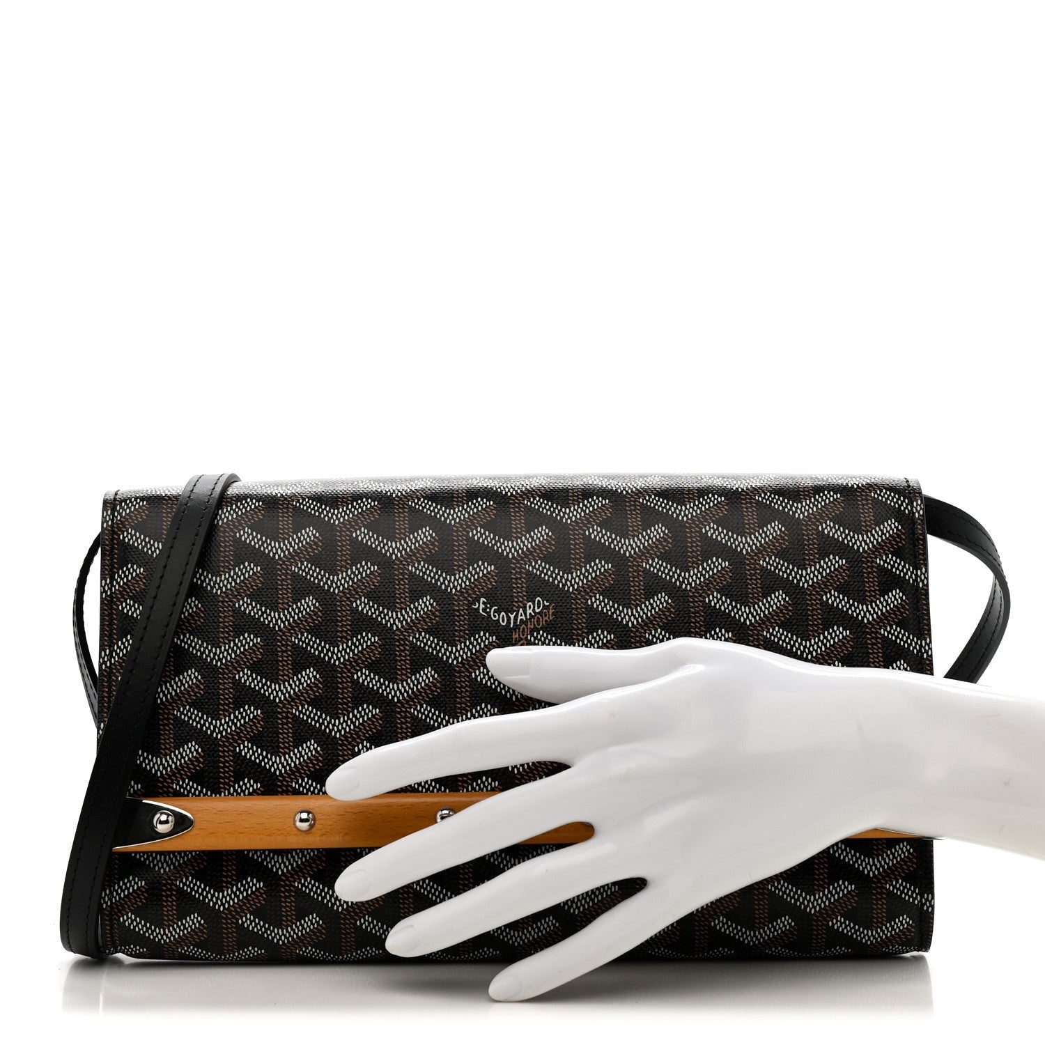Goyardine Monte Carlo Bois Clutch With Strap Black