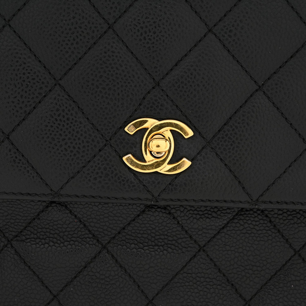 Caviar Quilted Jumbo Kelly Flap Black