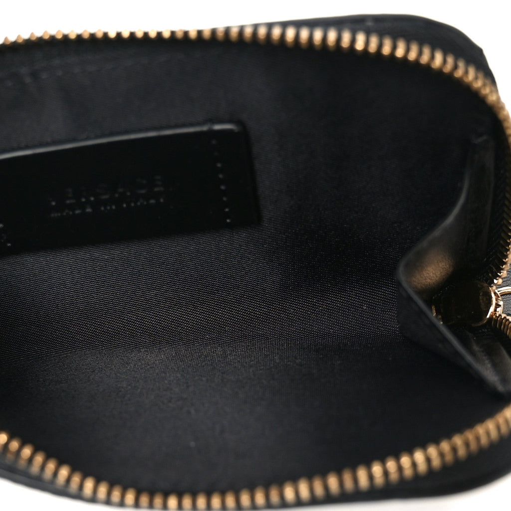 Nappa La Medusa Studded Zip Pouch  Holder Black