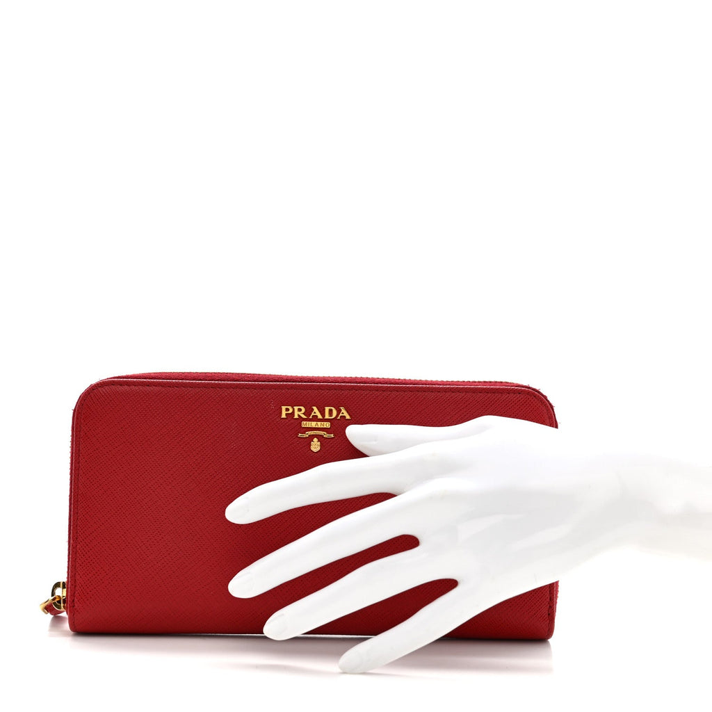 Saffiano Metal Zip Around Wallet Fuoco