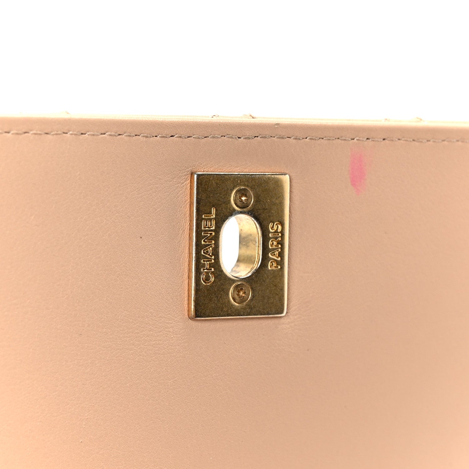 Calfskin Quilted Pearl Jewel Chain Flap Beige