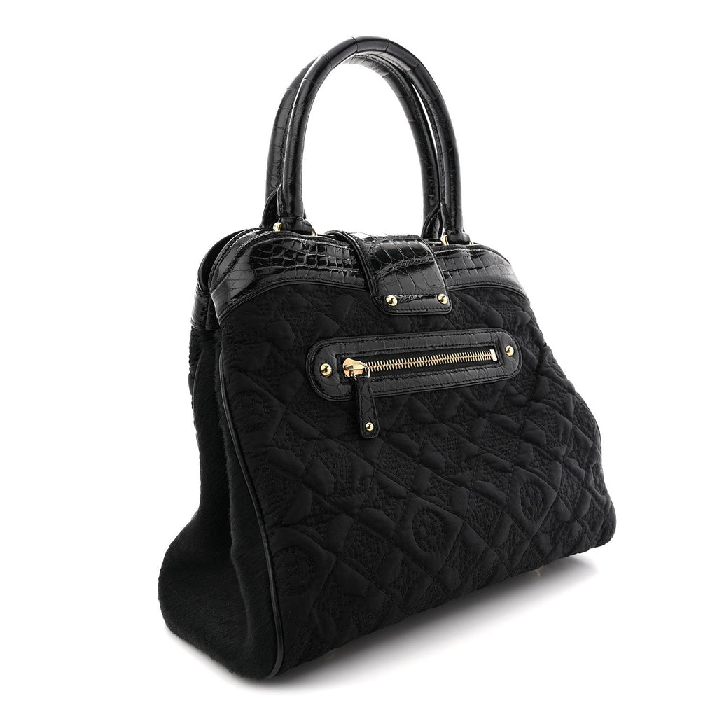 Monogram Silk Pony Hair Alligator Trim Linda Black