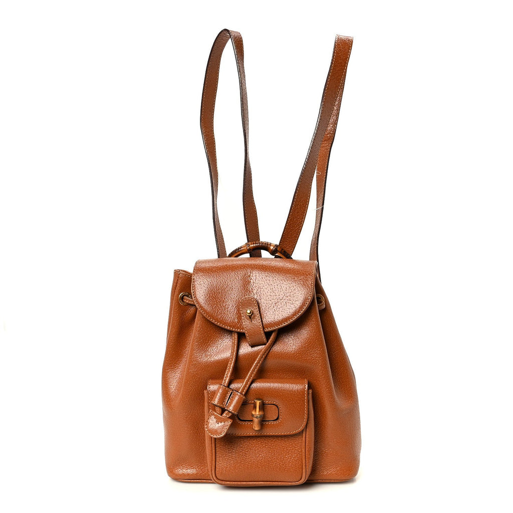 Calfskin Bamboo Mini Backpack Brown