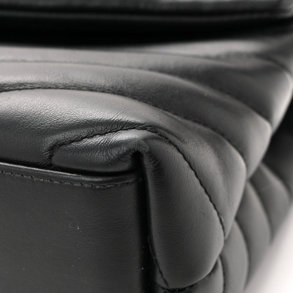 Calfskin Y Quilted Monogram Small Loulou Chain Satchel Black