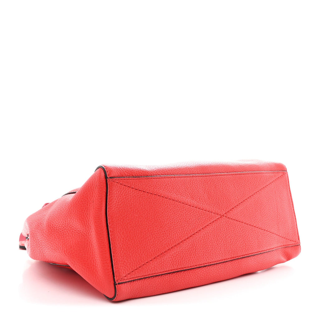 Pebbled Calfskin Gotham Bauletto Satchel Red