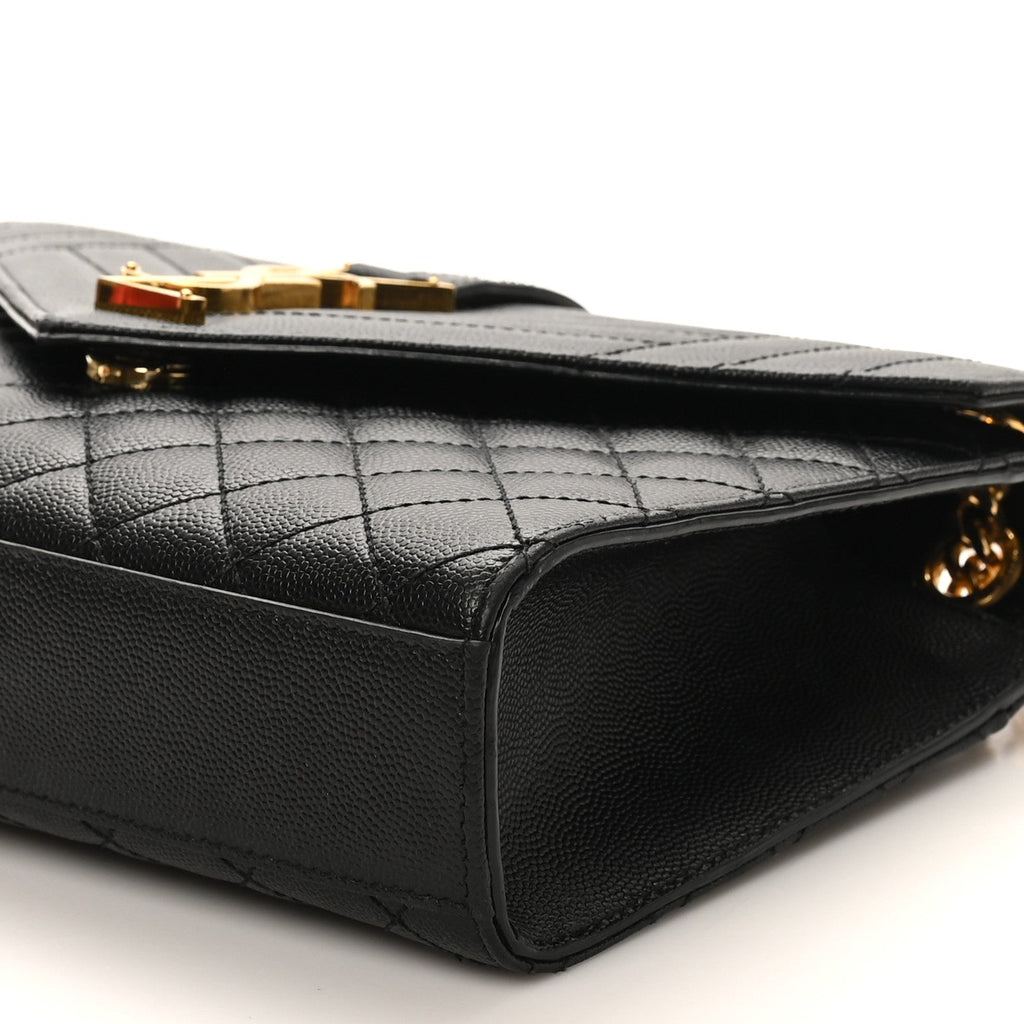 Grain De Poudre Textured Mixed Matelasse Triquilt Medium Monogram Satchel Black